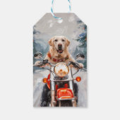 Labrador Hond Rijden Motorfiets Kerstmis Cadeaulabel (Achterkant)