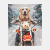 Labrador Hond Rijden Motorfiets Kerstmis Fleece Deken (Voorkant)