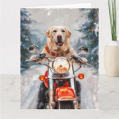 Labrador Hond Rijden Motorfiets Kerstmis Kaart (Voorkant)