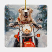 Labrador Hond Rijden Motorfiets Kerstmis Keramisch Ornament (Achterkant)