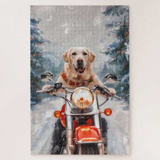 Labrador Hond Rijden Motorfiets Kerstmis Legpuzzel (Verticaal)