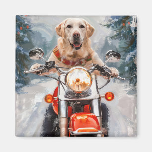 Labrador Hond Rijden Motorfiets Kerstmis Magneet