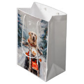 Labrador Hond Rijden Motorfiets Kerstmis Medium Cadeauzakje (Voorkant Gekanteld)