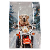 Labrador Hond Rijden Motorfiets Kerstmis Medium Cadeauzakje (Achterkant)