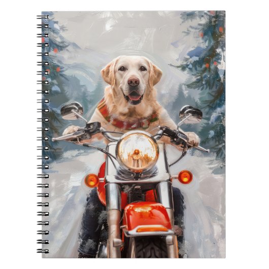 Labrador Hond Rijden Motorfiets Kerstmis Notitieboek (Voorkant)