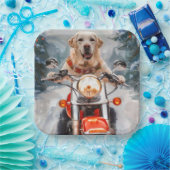 Labrador Hond Rijden Motorfiets Kerstmis Papieren Bordje (Feest)