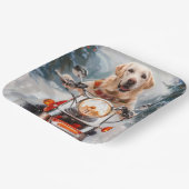 Labrador Hond Rijden Motorfiets Kerstmis Papieren Bordje (Gebogen)
