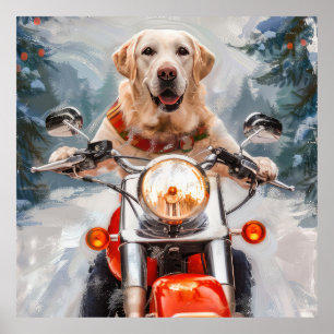 Labrador Hond Rijden Motorfiets Kerstmis Poster