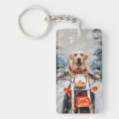 Labrador Hond Rijden Motorfiets Kerstmis Sleutelhanger (Voorkant)