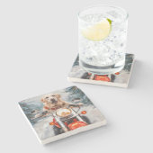 Labrador Hond Rijden Motorfiets Kerstmis Stenen Onderzetter (Zijkant)