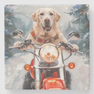 Labrador Hond Rijden Motorfiets Kerstmis Stenen Onderzetter