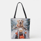 Labrador Hond Rijden Motorfiets Kerstmis Tote Bag (Achterkant)