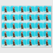 Labrador Hond Zittend in Sneeuw Kerstvakantie Cadeaupapier (Vlak)