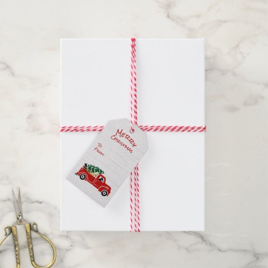 Labrador-honden in Red Kersttruck Cadeaulabel (Met Touw)