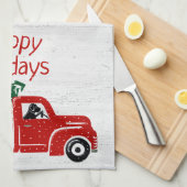 Labrador-honden in Red Kersttruck Theedoek (Quarter Fold)