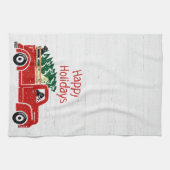 Labrador-honden in Red Kersttruck Theedoek (Horizontaal)