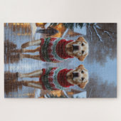 Labrador Honden Kerst Sneeuw Feestdag Legpuzzel (Horizontaal)