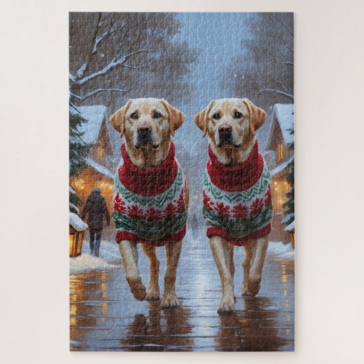 Labrador Honden Kerst Sneeuw Feestdag Legpuzzel (Verticaal)