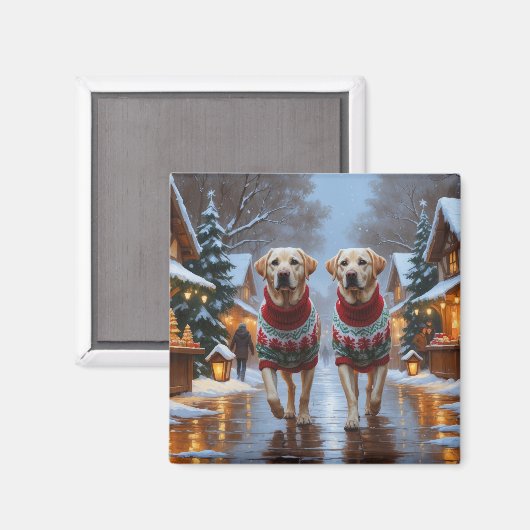 Labrador Honden Kerst Sneeuw Feestdag Magneet (Voorkant / Achterkant)