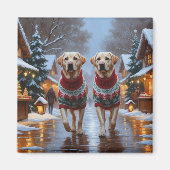 Labrador Honden Kerst Sneeuw Feestdag Magneet (Voorkant)