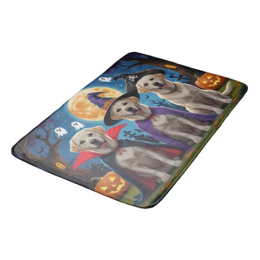 Labrador Honden Pompoen Halloween Grappig Badmat (Gekanteld)