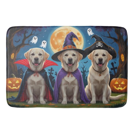 Labrador Honden Pompoen Halloween Grappig Badmat (Voorkant)