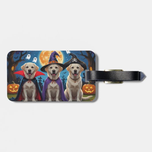 Labrador Honden Pompoen Halloween Grappig Bagagelabel (Achterkant horizontaal)