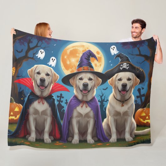 Labrador Honden Pompoen Halloween Grappig Fleece Deken (In situ)