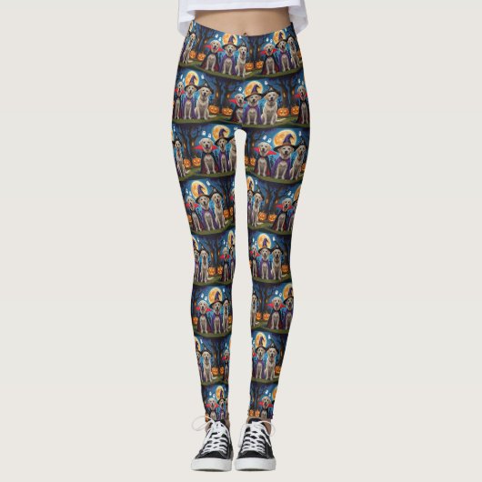 Labrador Honden Pompoen Halloween Grappig Leggings (Voorkant)