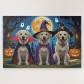 Labrador Honden Pompoen Halloween Grappig Legpuzzel (Horizontaal)