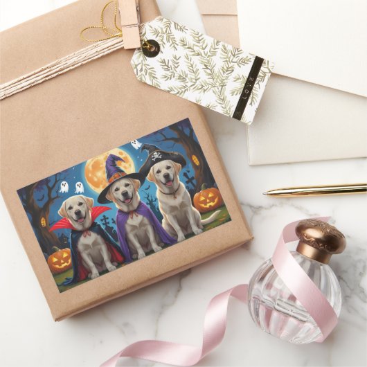 Labrador Honden Pompoen Halloween Grappig Rechthoekige Sticker (Geschenken)