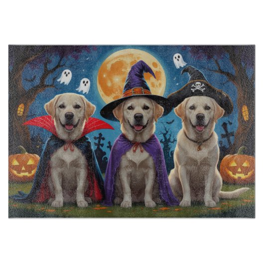 Labrador Honden Pompoen Halloween Grappig Snijplank (Voorkant)