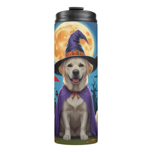 Labrador Honden Pompoen Halloween Grappig Thermosbeker (Voorkant)