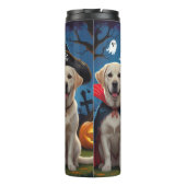 Labrador Honden Pompoen Halloween Grappig Thermosbeker (Achterkant)