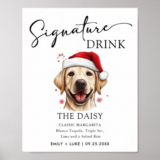 Labrador Hondenbruiloft Handtekening Drink Teken Poster (Voorkant)