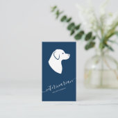 Labrador hondenkop minimalistisch dierenarts blauw visitekaartje (Staand voorkant)