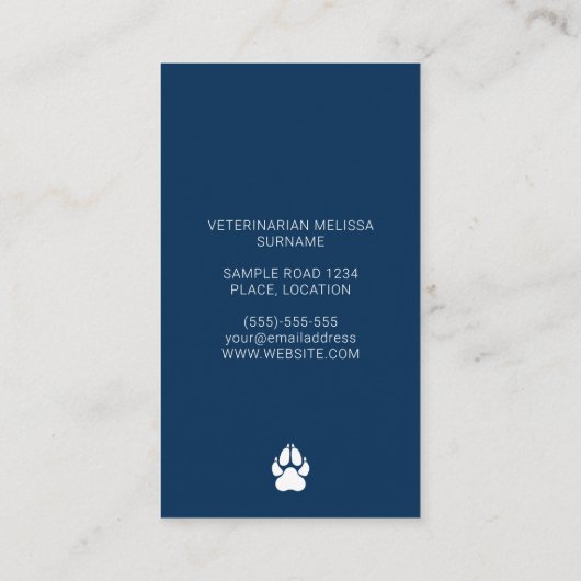 Labrador hondenkop minimalistisch dierenarts blauw visitekaartje (Achterkant)