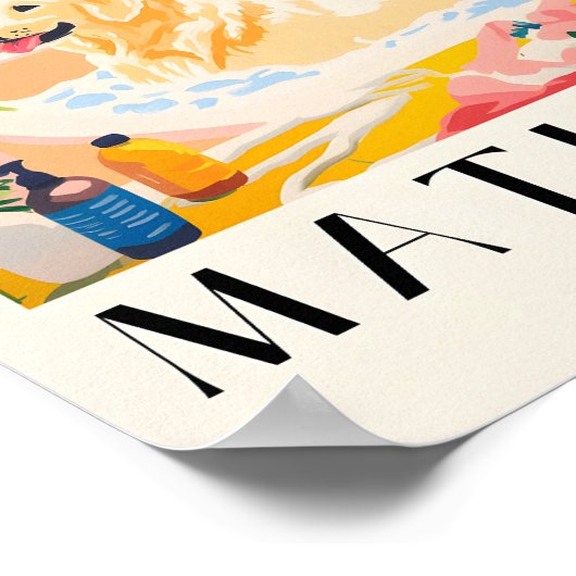 Labrador in bad, Matisse stijl hond kunst print, Poster (Hoek)