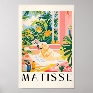 Labrador in bad, Matisse stijl hond kunst print, Poster