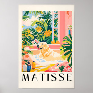 Labrador in badkuip, Matisse-stijl hond kunstprint Poster