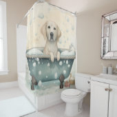 Labrador in badkuip Waterverf hondenkunst Douchegordijn (In situ)