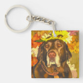 Labrador in de bloemen sleutelhanger (Voorkant)