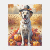 Labrador in de herfst verlaat de Thanksgiving Fleece Deken (Voorkant)