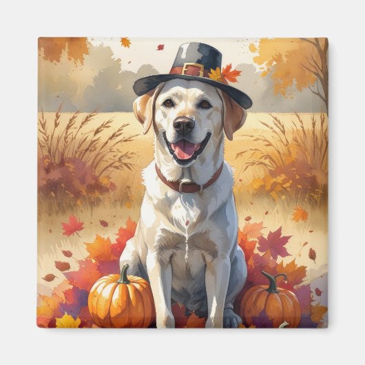 Labrador in de herfst verlaat de Thanksgiving Magneet (Voorkant)
