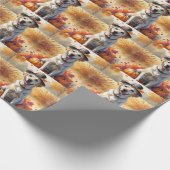 Labrador in herfstbladeren Thanksgiving kunst Cadeaupapier (Hoek)