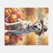 Labrador in herfstbladeren Thanksgiving kunst Fleece Deken (Voorkant (Horizontaal))