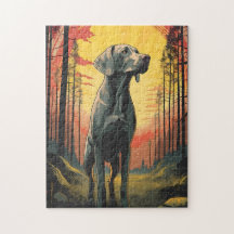 Labrador in het bos tijdens zonsondergang
