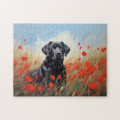 Labrador in papavers legpuzzel (Horizontaal)