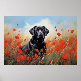 Labrador in papavers poster