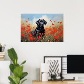 Labrador in papavers poster (Thuiskantoor)